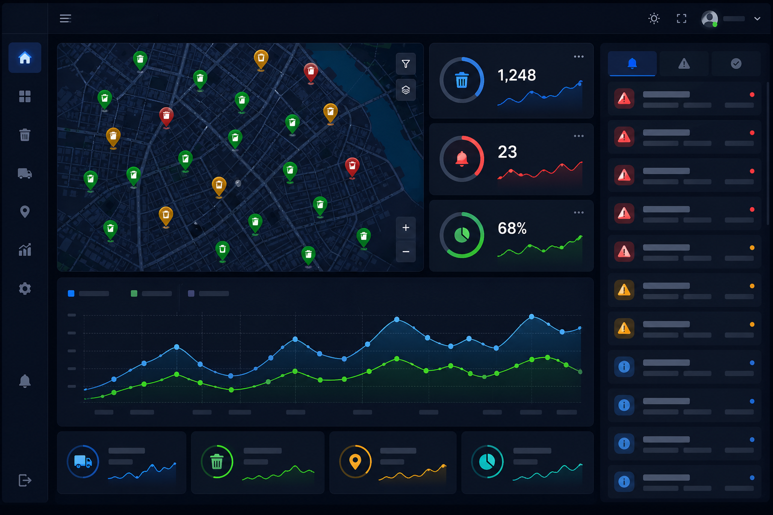 Solace Iris dashboard showing live alerts and analytics on a dark interface