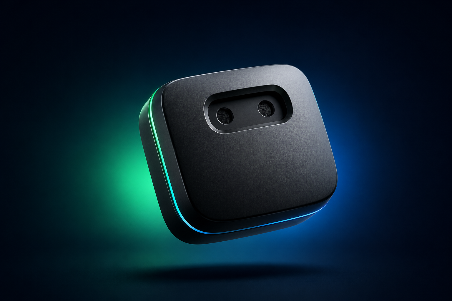 Solace Iris smart waste sensor with emerald and cyan accent lighting